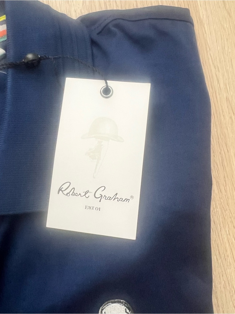 NWT Robert Graham Archie Skull Golf Polo Shirt Mens Medium Navy Blue Designer - Picture 7 of 9